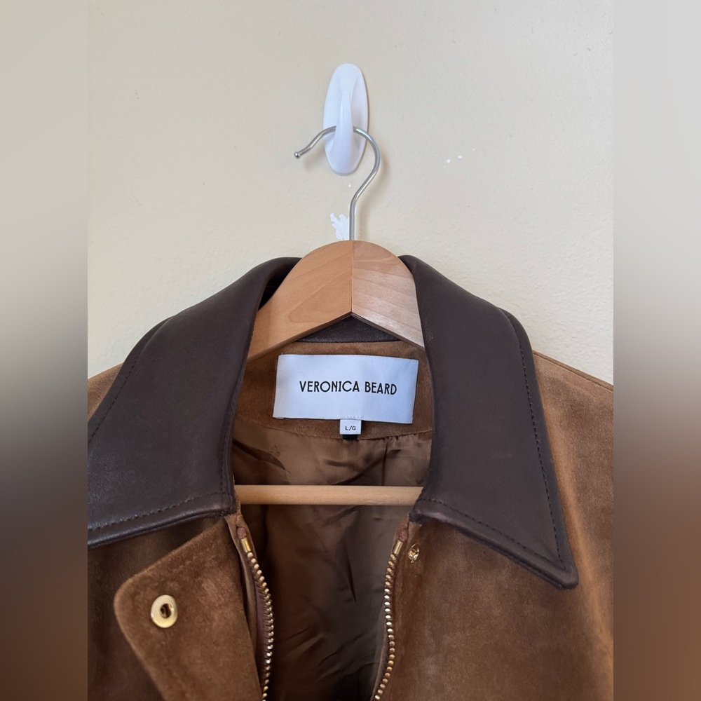 Veronica Beard Suz Suede Dickey Chore Coat Jacket Whisky Large - Picture 2 of 5